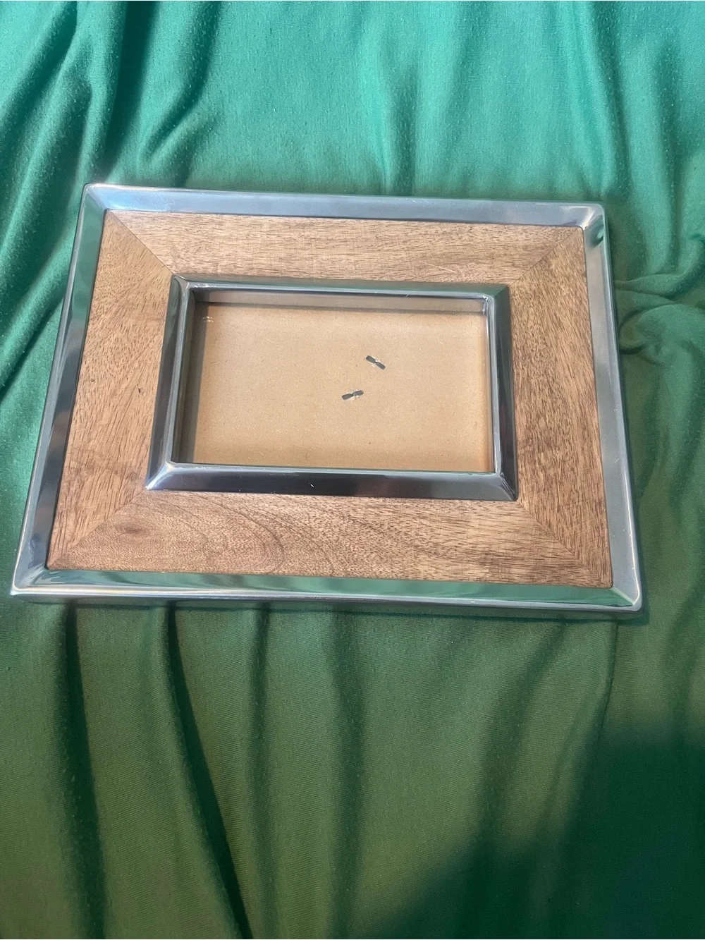 Pottery Barn Brushed Nickel & Wood Picture Frame | Discontinued | Modern Decor